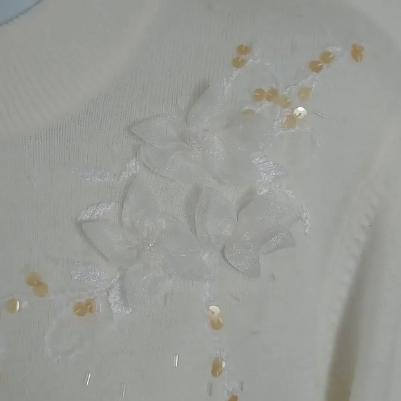 Retro Tradition Cream Knit Sweater,  S - Picture 3 of 7